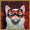Enigma (Cat) by Lucia Heffernan 16-in. W x 16-in. H. Canvas Wall Art Print Framed in Gold